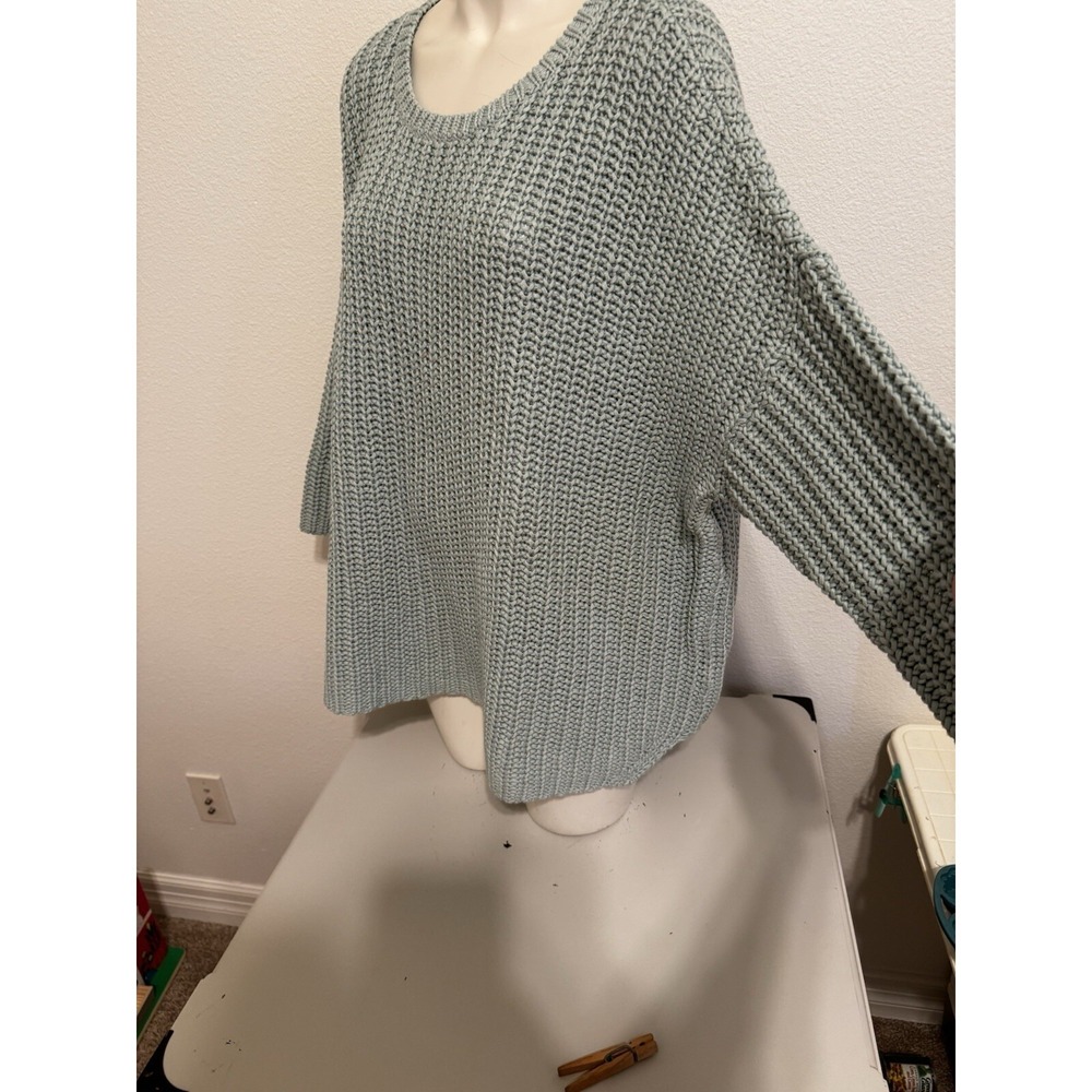 Eileen Fisher Green Chunky Knit Organic Dolman Oversized  Sweater Size 2X - Picture 4 of 9